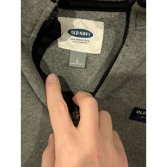 Old Navy 1/4 Zip Fleece Pullover Men's Size L Heather/Dark‎ Gray Color Block EUC - Picture 3 of 9